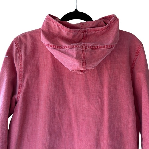 COLDWATER CREEK NWOT WASHED RED COTTON CANVAS HALF SNAP JACKET HOODIE | MEDIUM - Picture 9 of 11